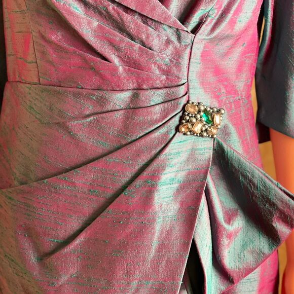 NWT Vintage 90s Kay Unger Iridescent Magenta Blue Evening Dress Size 10 - Picture 3 of 8